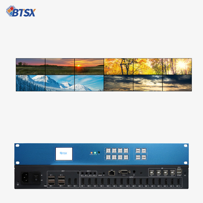 4K60 видеопроцессор   4 входа, 16 выходов для многоэкранного дисплея Профессиональный 4K видеостенный процессор    Бесшовный переключатель и сплайсинг 16-канальный видеопроцессор HDMI    Идеально подходит для команды и контра