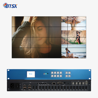4K60 видеопроцессор   4 входа, 16 выходов для многоэкранного дисплея Профессиональный 4K видеостенный процессор    Бесшовный переключатель и сплайсинг 16-канальный видеопроцессор HDMI    Идеально подходит для команды и контра
