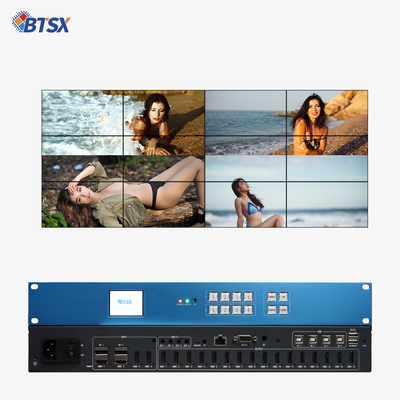 4K60 видеопроцессор   4 входа, 16 выходов для многоэкранного дисплея Профессиональный 4K видеостенный процессор    Бесшовный переключатель и сплайсинг 16-канальный видеопроцессор HDMI    Идеально подходит для команды и контра