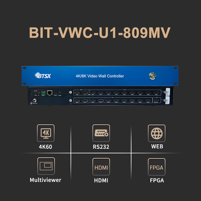 Контроллер видеостены Bitvisus 4K60 8 входов 9 выходов RS232 HDMI/DP Сетевое управление Web 2x2 Матричный контроллер видеостены