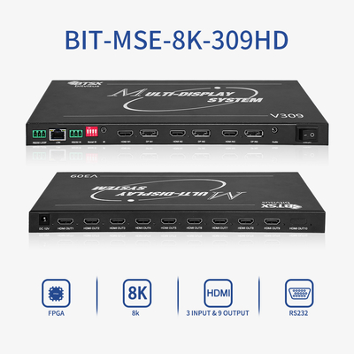Профессиональный видеопроцессор для видеостен Bitvisus 8K - 9 выходов, синхронизированный выход видео высокой четкости BIT-MSE-8K-309HD